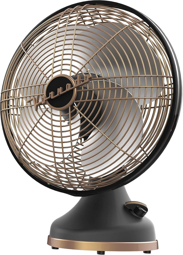 Retro Gunmetal Floor Fan – 360° Oscillating 3-Speed Adjustable Vintage Metal Fan