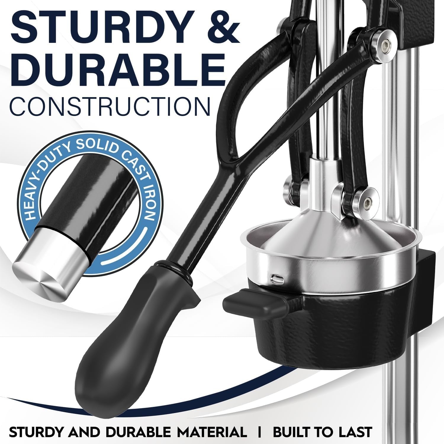 Commercial Manual Citrus Juicer Cast Iron Hand Press with Steel Cup
