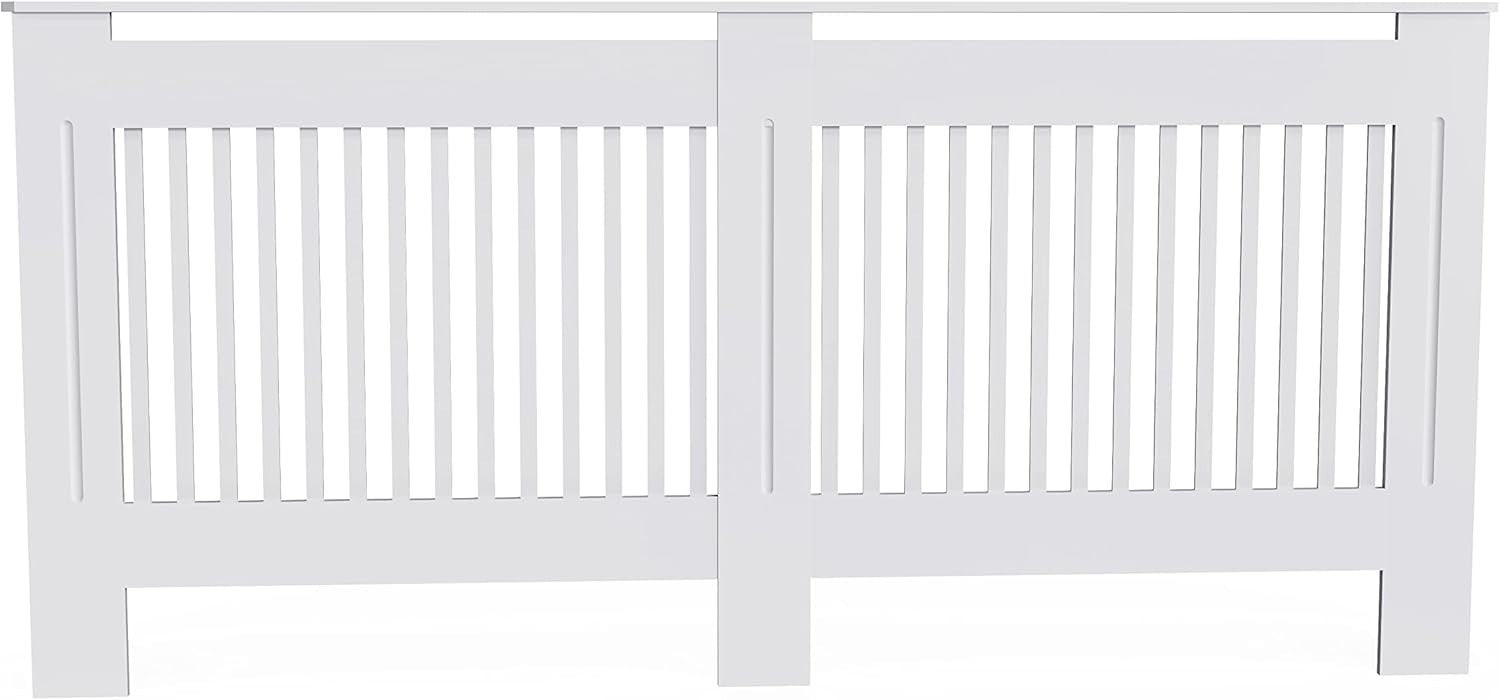 Extra Large White Radiator Cover Cabinet 92cm MDF Vertical Slatted Heater Shelf