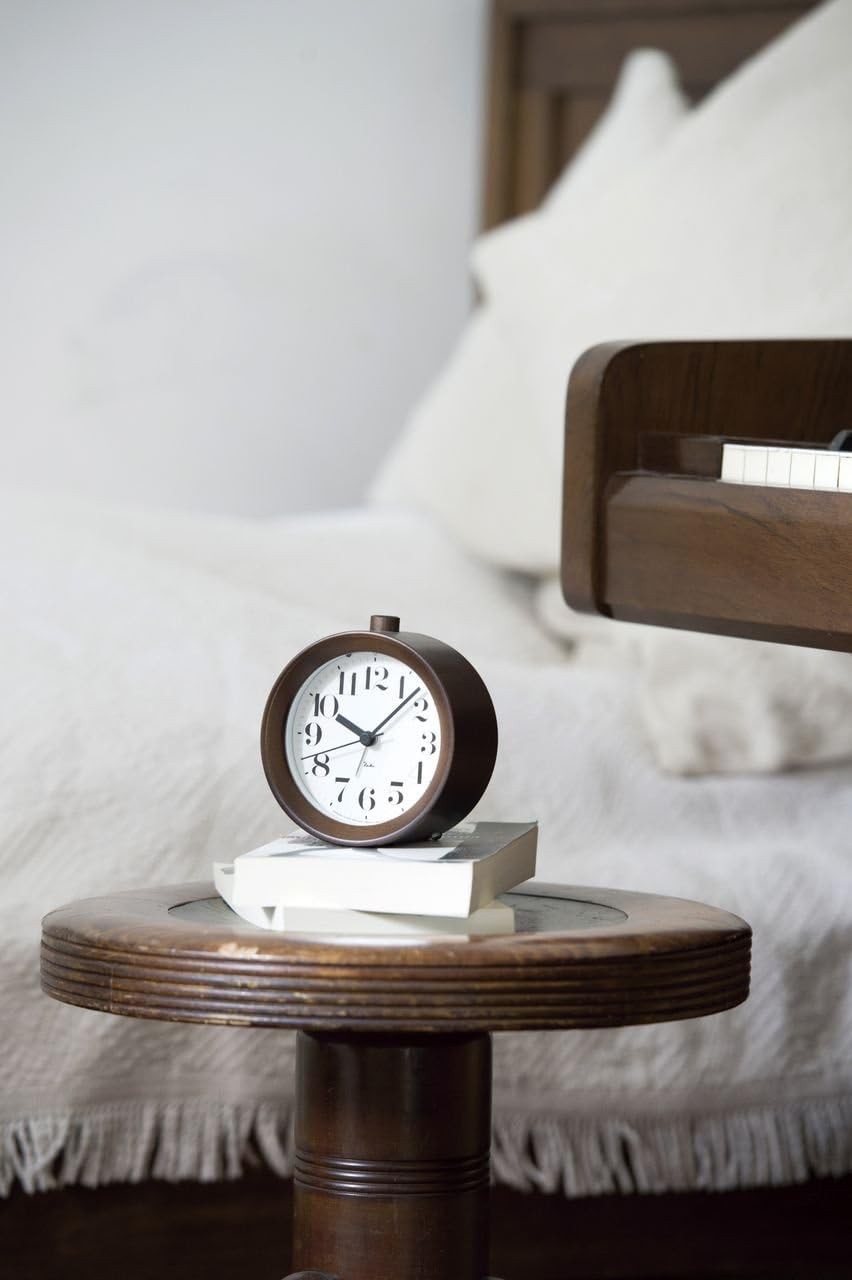 Minimalist Wooden Alarm Clock Silent Quartz Bedside Desk Clock White