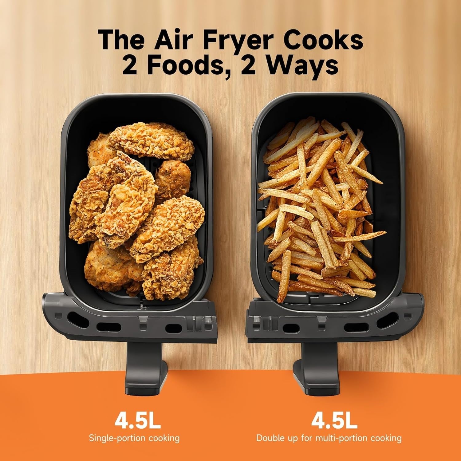 9L Dual Air Fryer | 8 Presets | Touchscreen 1700W | Double Drawer 4.5L x2
