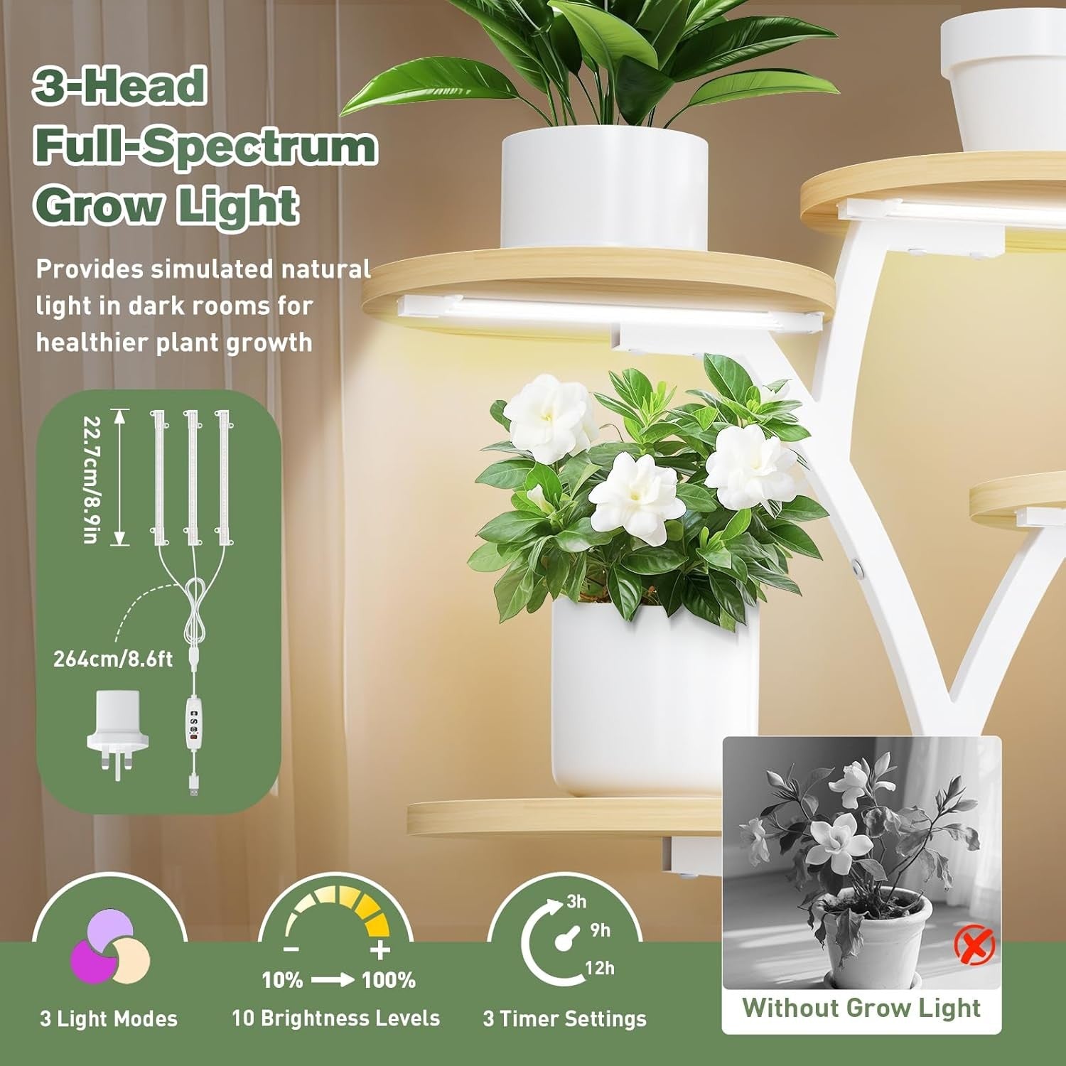 7 Tier Plant Stand with Grow Lights Indoor Metal Flower Shelf Rack for Home Deco