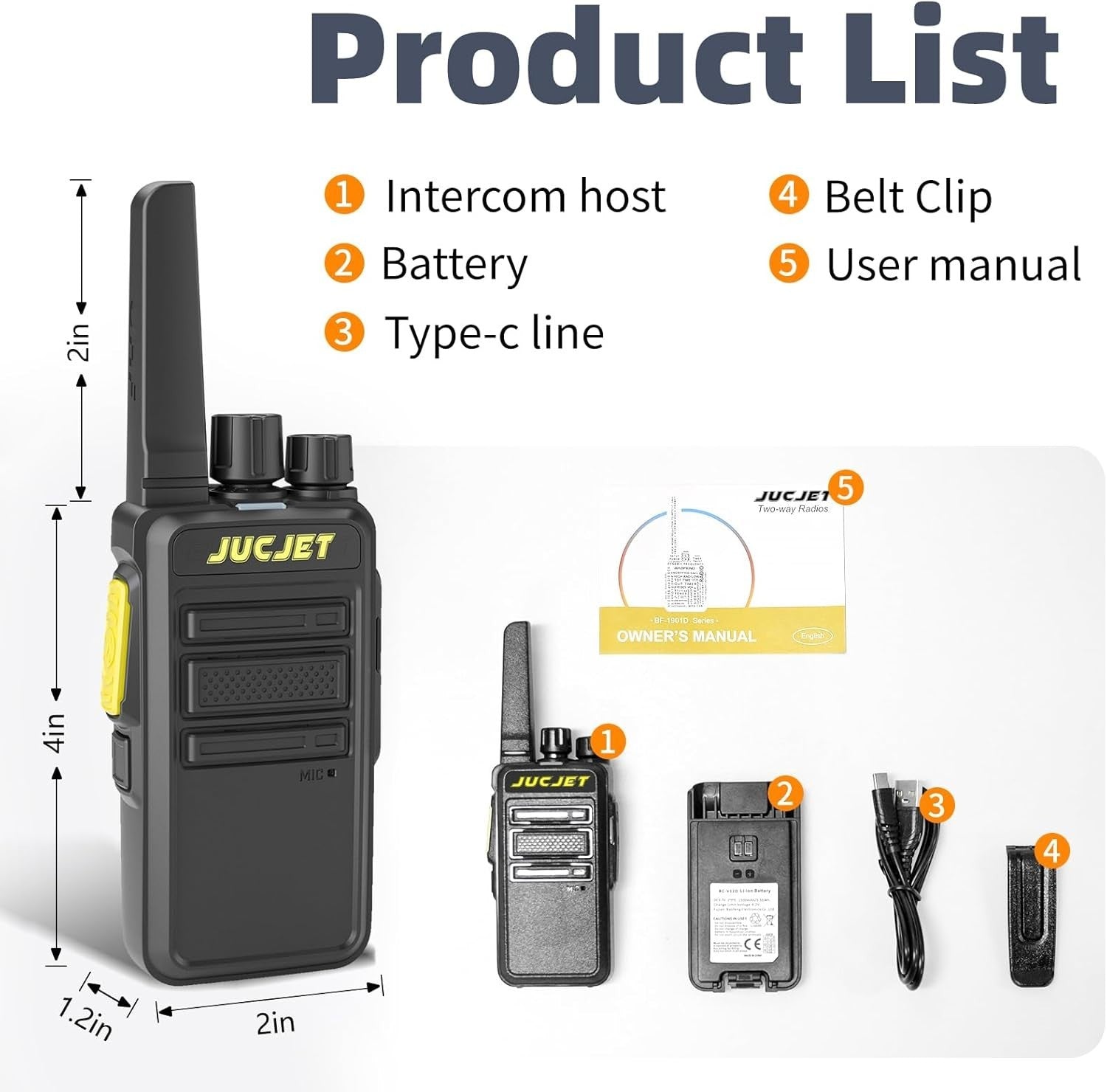 Long Range Walkie Talkies 16CH Noise Cancelling Encrypted 2 Pack