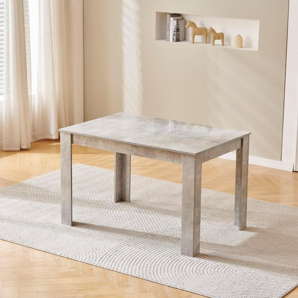 Grey Marble Dining Set 5-Piece | Modern Kitchen Table & Leather Chairs