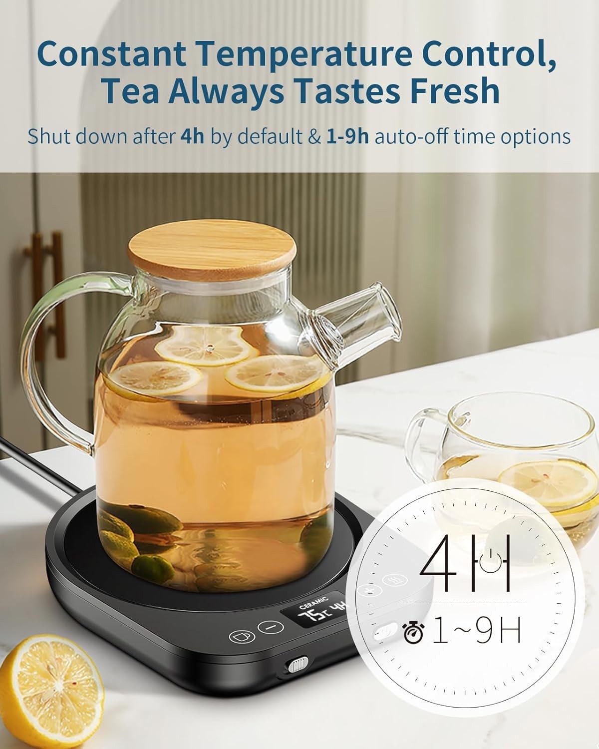 Smart Electric Mug Warmer – Adjustable Coffee & Tea Warmer, Black