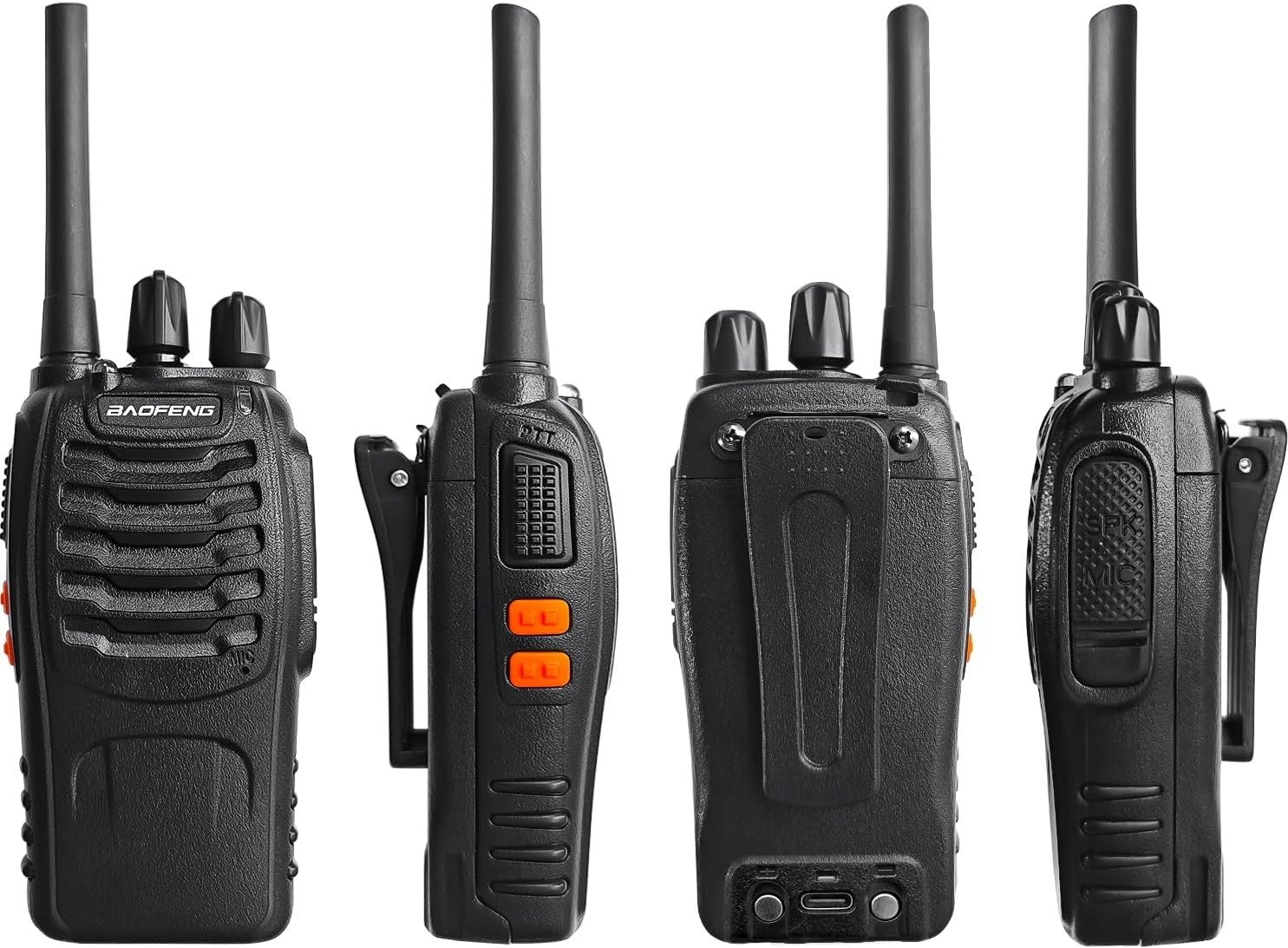 Long Range Walkie Talkies 4 Pack Rechargeable 2 Way Radios VOX USB Set