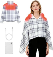 USB Electric Heated Shawl Wearable Blanket Poncho 3 Heat Levels