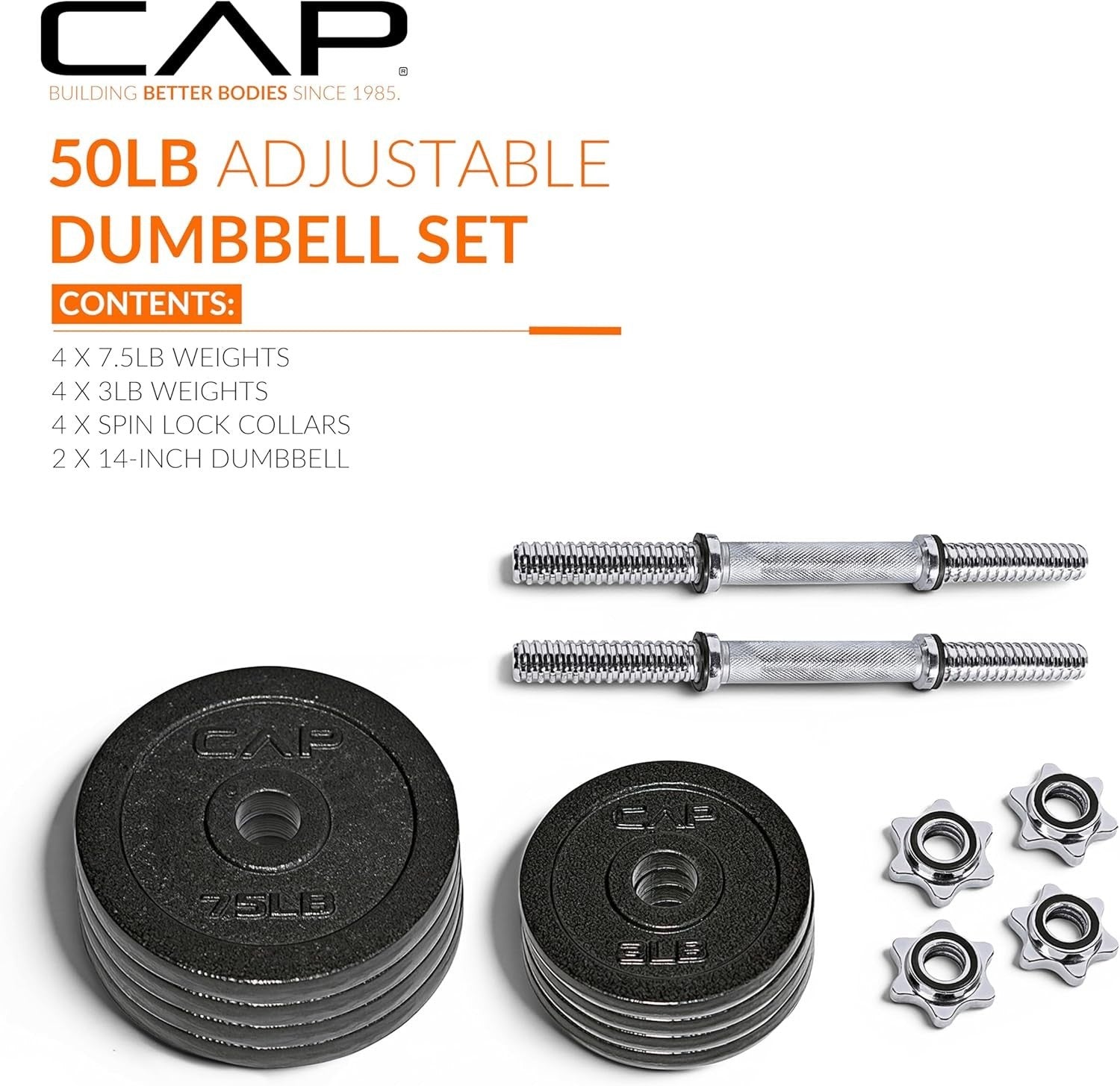 50LB Adjustable Dumbbells Pair Cast Iron Star Lock Home Gym Weights