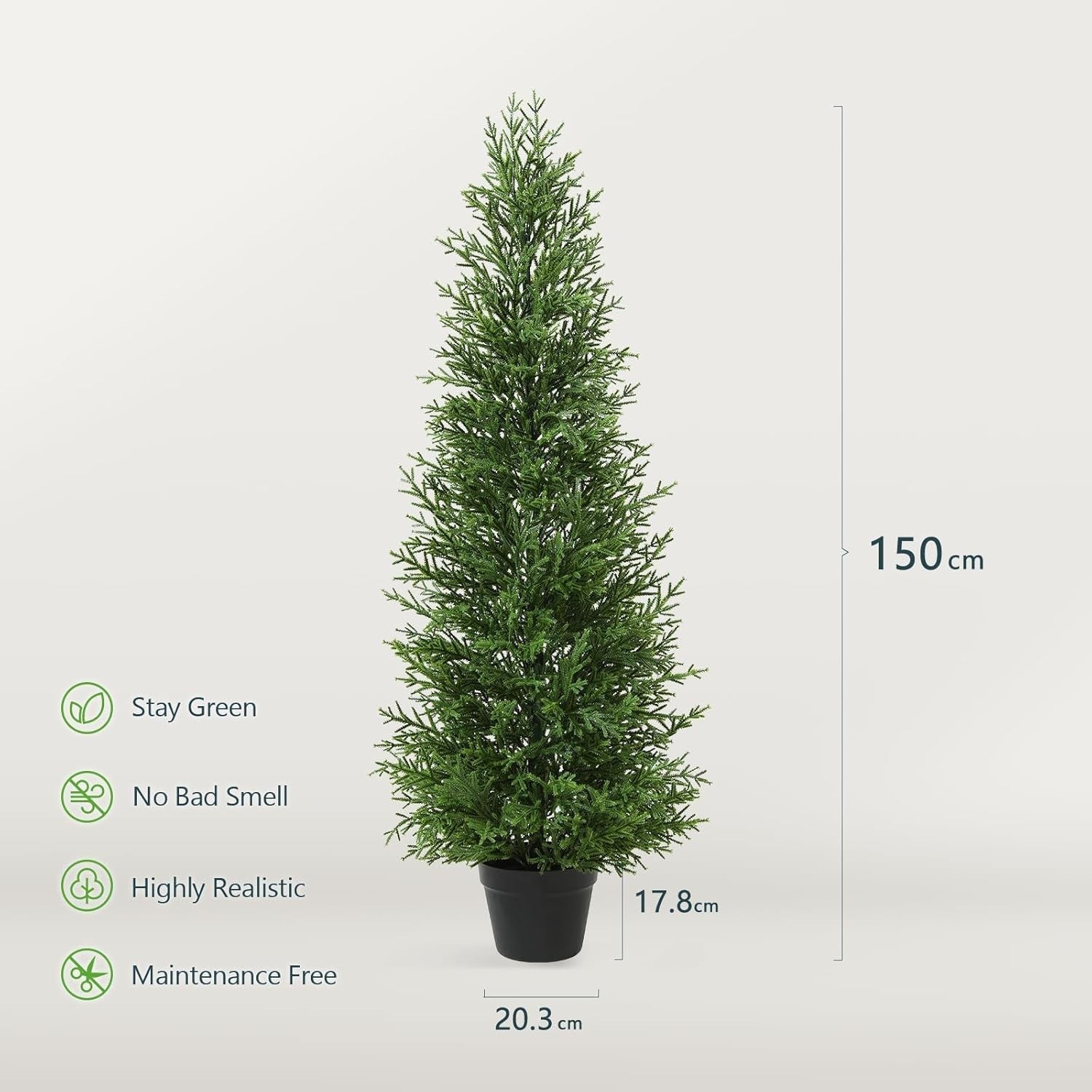150cm Artificial Outdoor Conifer Tree UV Resistant Fake Cypress Porch Garden