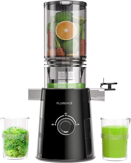 Black Cold Press Juicer 5in Feed Chute Whole Fruit High Torque Easy Clean