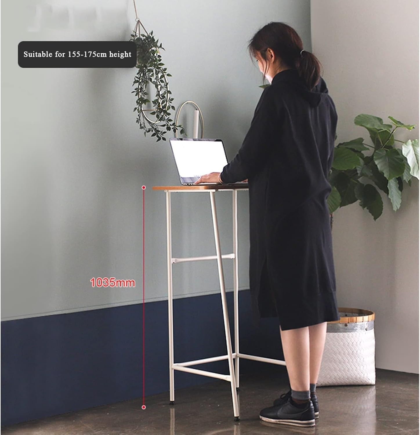 White Standing Laptop Desk 60x40cm Adjustable Writing & Work Table