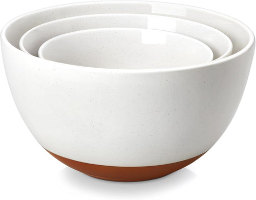 Large Ceramic Mixing Bowls Set of 3 Nesting Salad Soup Prep Bowls