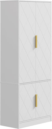 Tall Kitchen Cupboard White 4-Door Buffet Cabinet Storage Unit