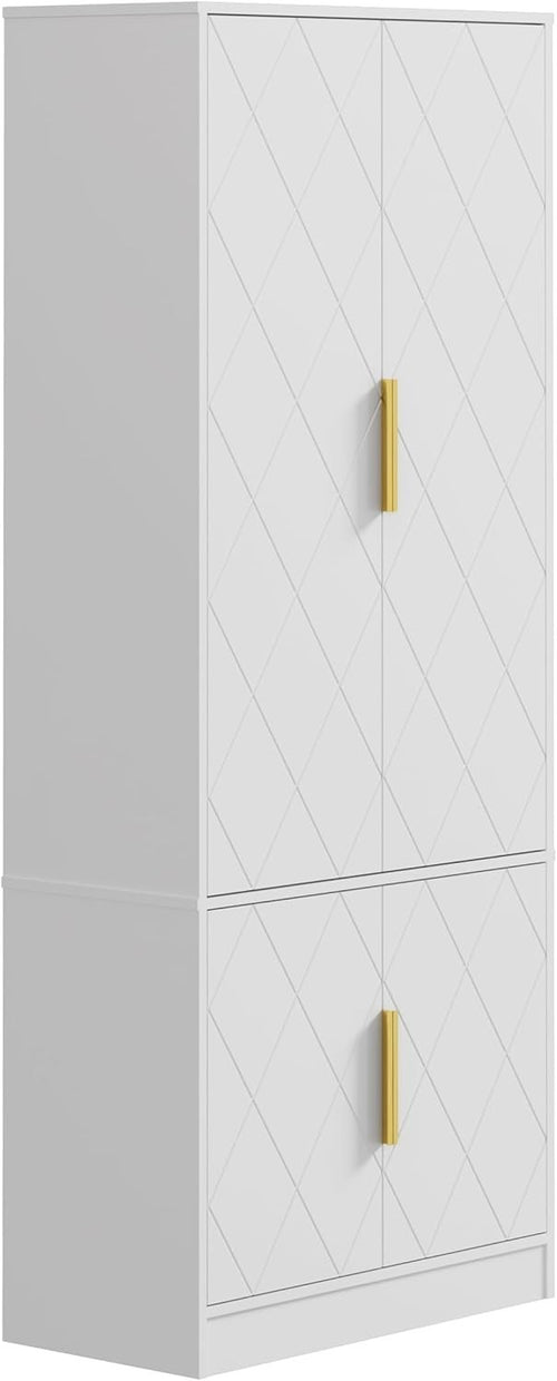 Tall Kitchen Cupboard White 4-Door Buffet Cabinet Storage Unit