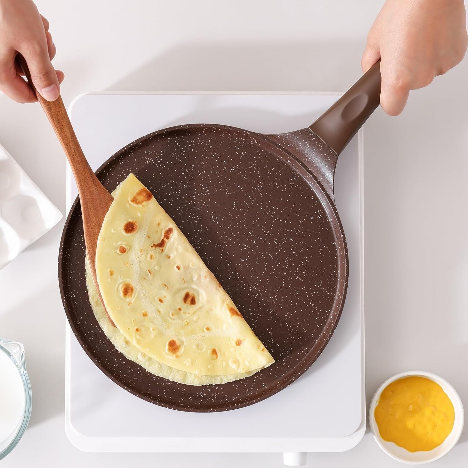 Non-Stick 26cm Crepe Pan | Granite Coating Omelette Pancake Flat Skillet