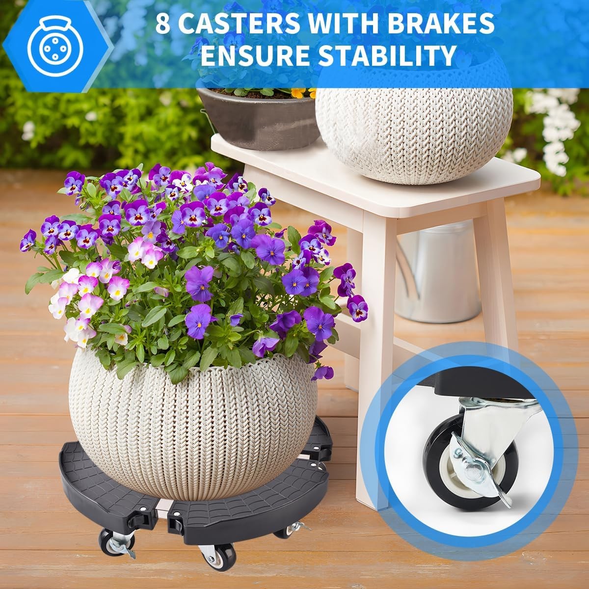 2 Pack Adjustable Rolling Plant Stand with Wheels Heavy Duty 15–21" 330lbs Caddy
