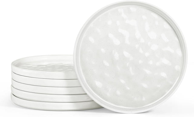 7.9in Ceramic Dessert Plates Set of 6 White Microwave Dishwasher Safe