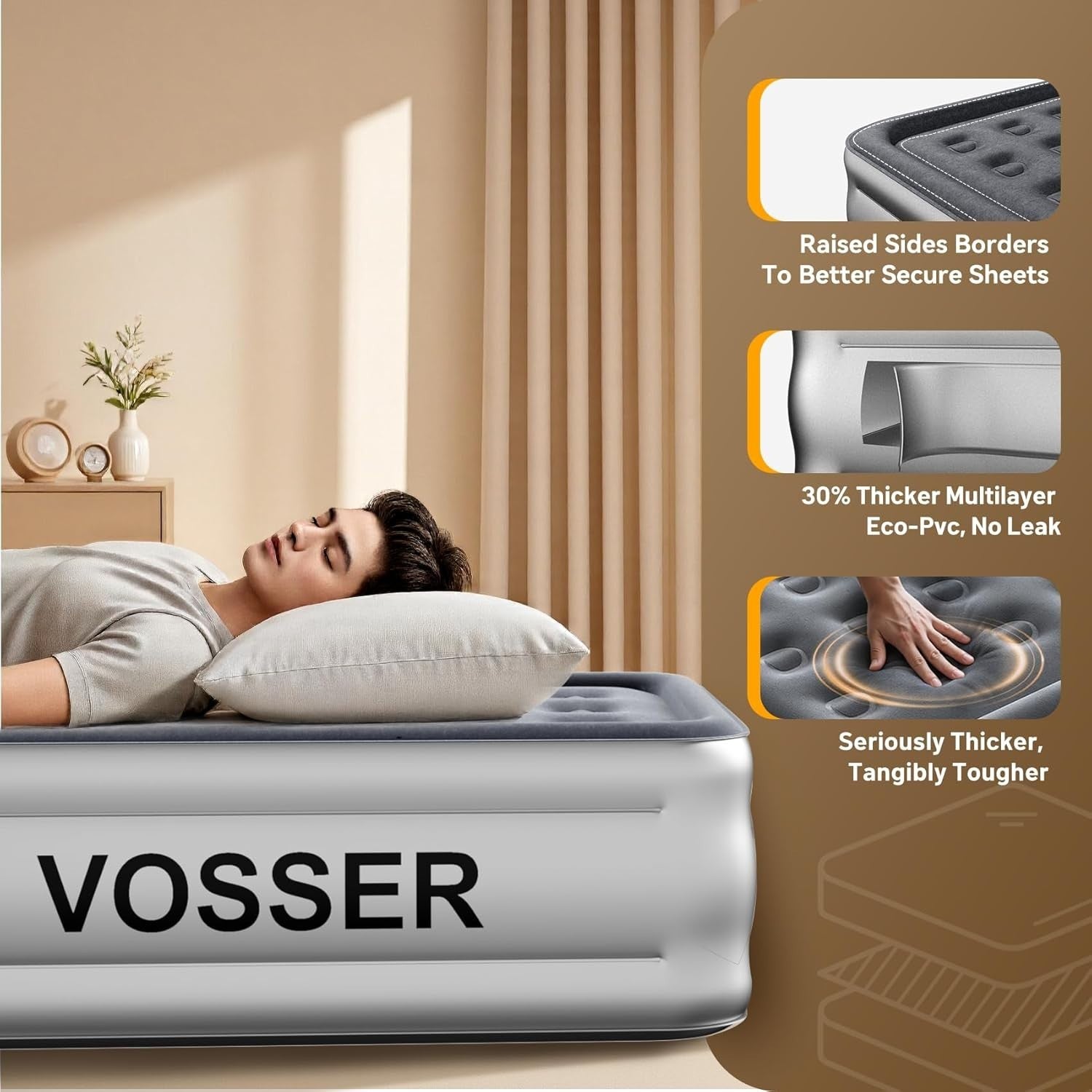 Twin Air Mattress Built In Pump 18” Raised Fast Inflating Inflatable Bed