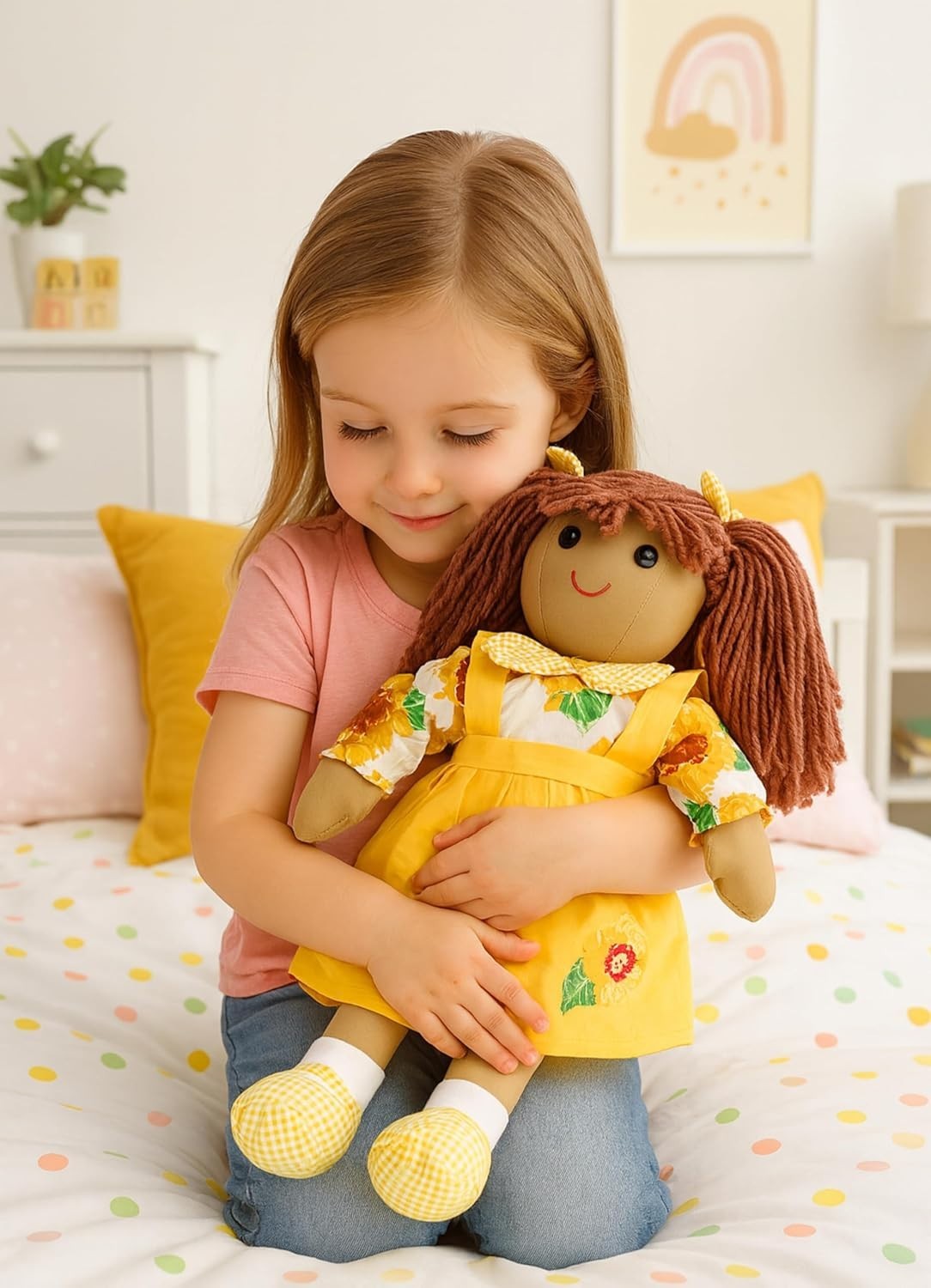 40cm Personalised Sunflower Rag Doll Soft Keepsake Baby Gift Girls