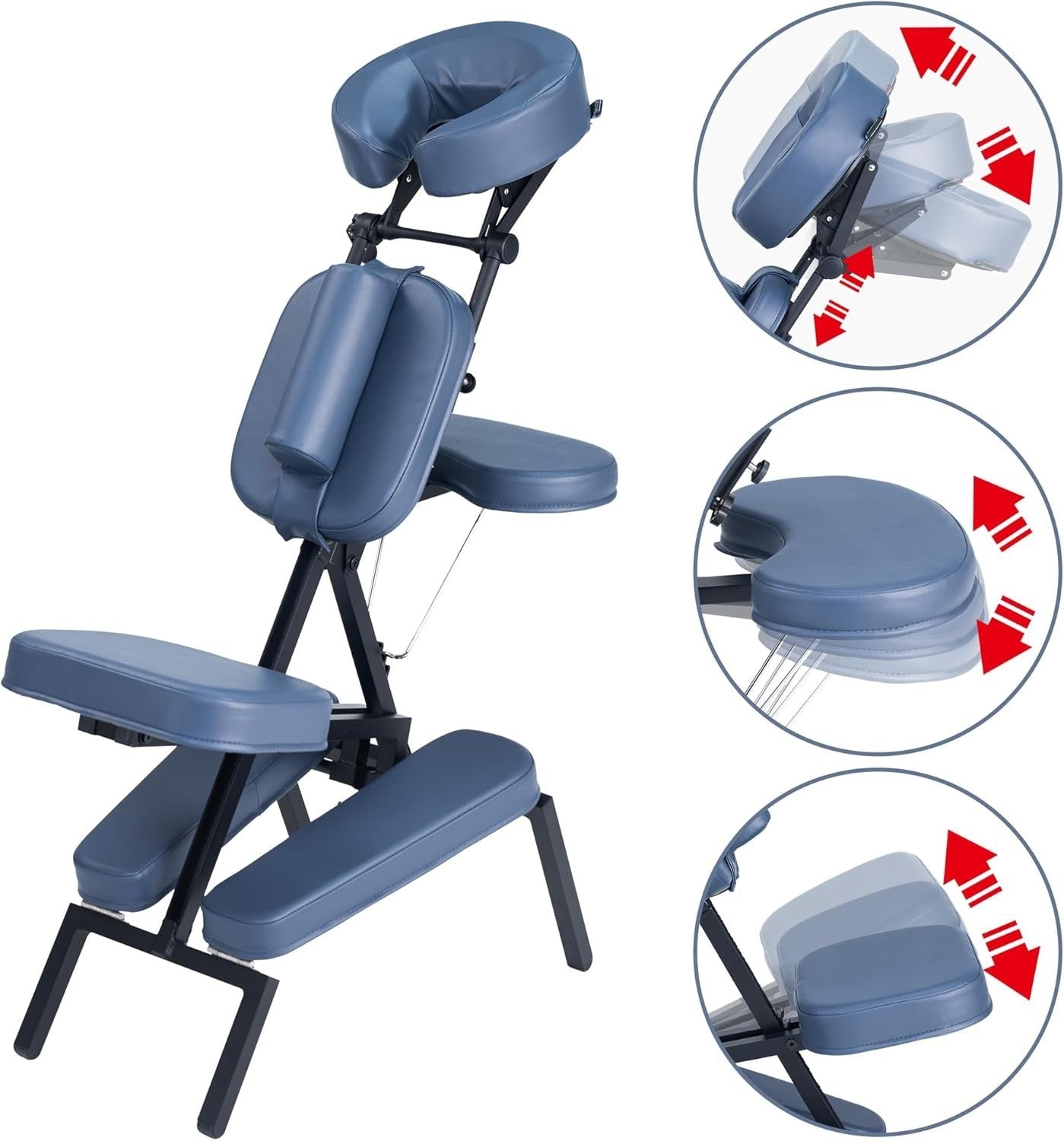 Portable Massage Chair Lightweight Adjustable Aluminum Folding Tattoo Spa Blue