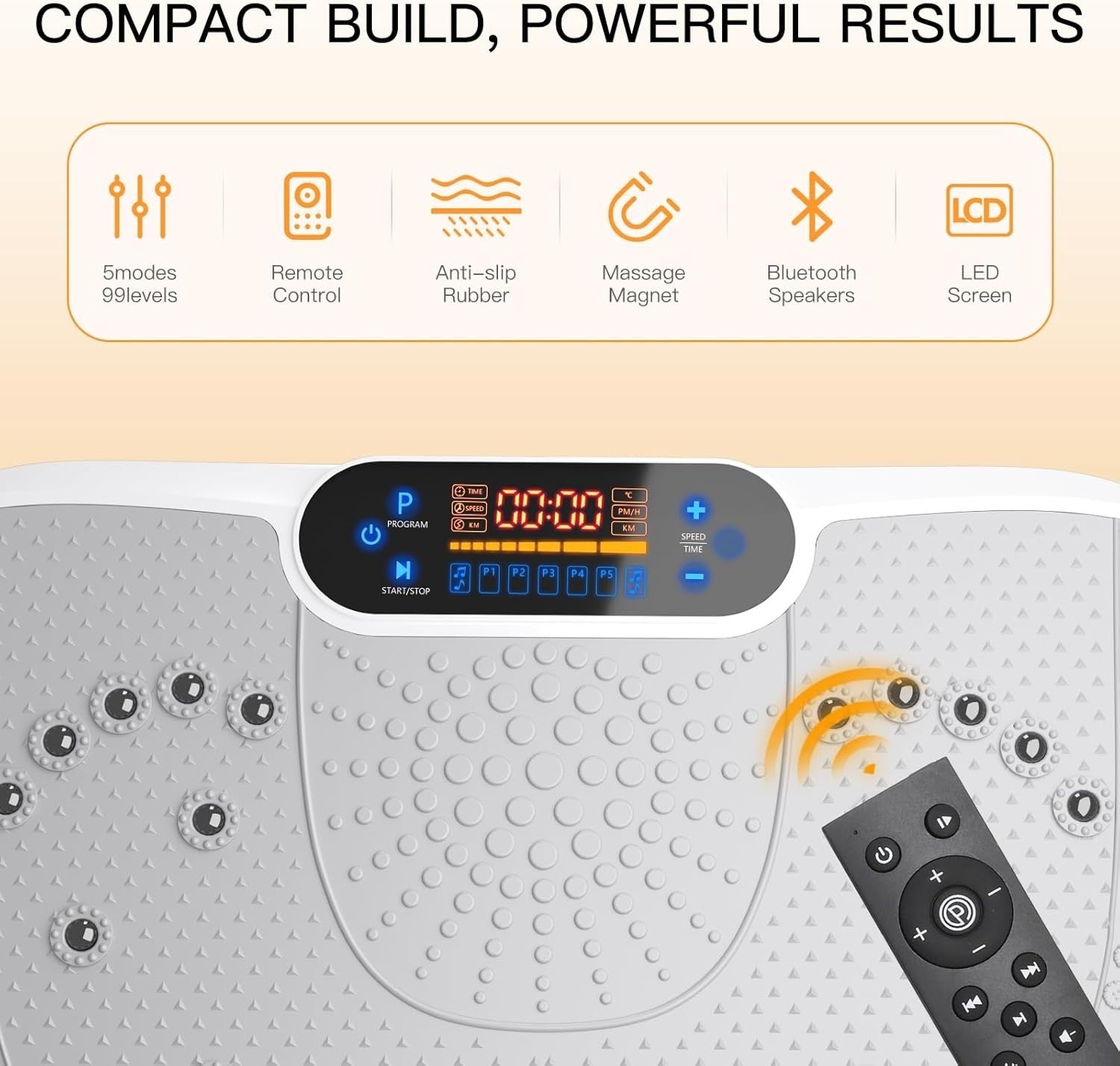 Slim Vibration Plate Fitness Platform 99 Speeds Bluetooth Home
