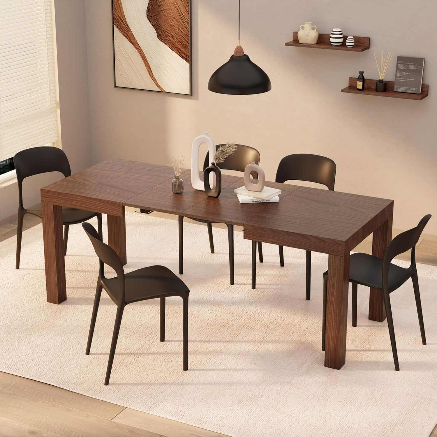 Extendable Canaletto Dining Table 8 Seater Wood Modern SpaceSaving 120-200cm