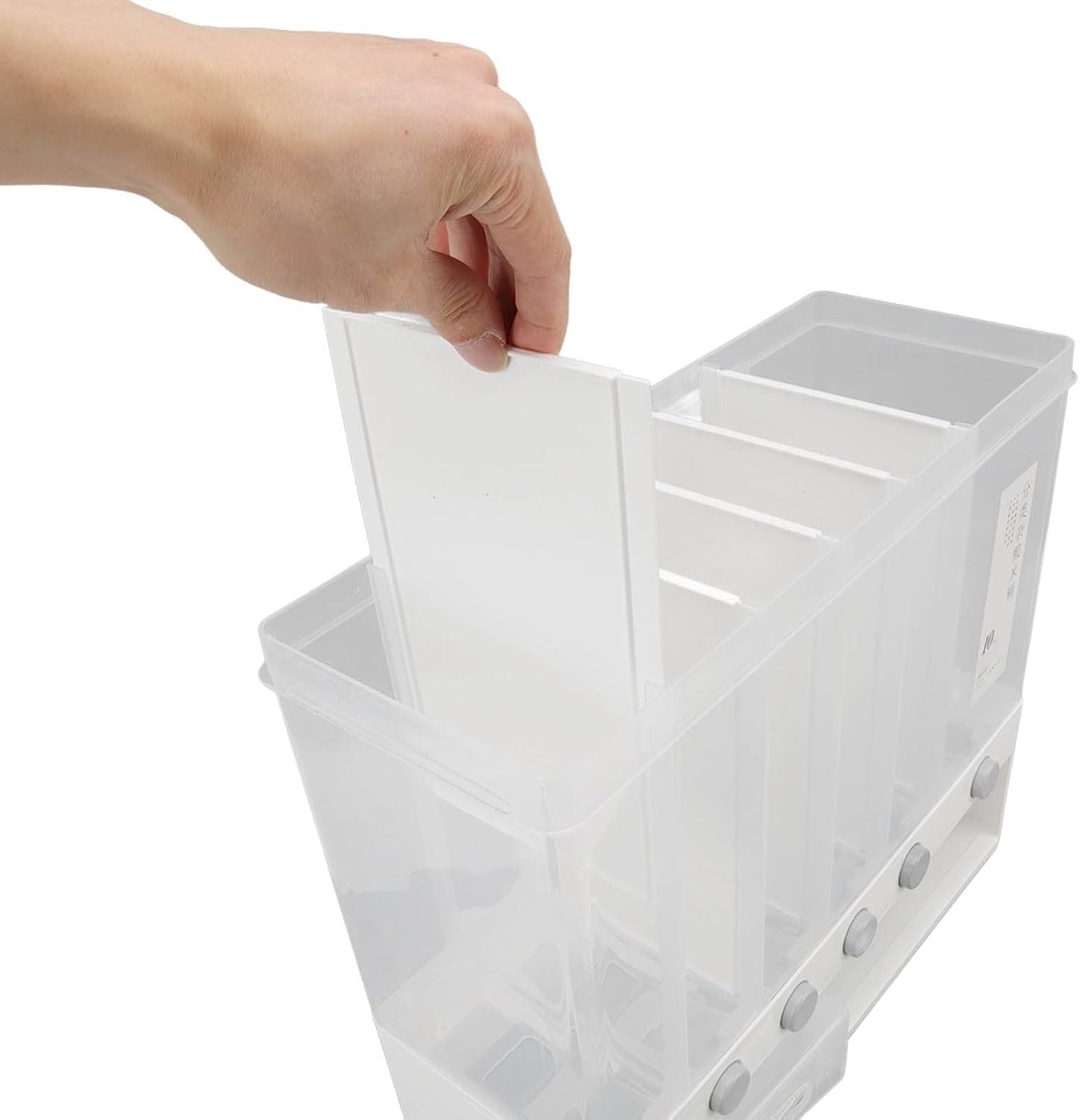 10L Wall Mounted Rice Dispenser 6 Grid Sealed Grain Storage Bin