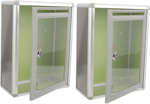 Grey Metal Locking Mailbox Set Wall Mount Drop Safe for Fundraising & Complaints