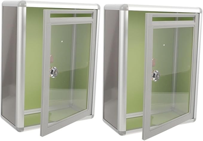 Grey Metal Locking Mailbox Set Wall Mount Drop Safe for Fundraising & Complaints