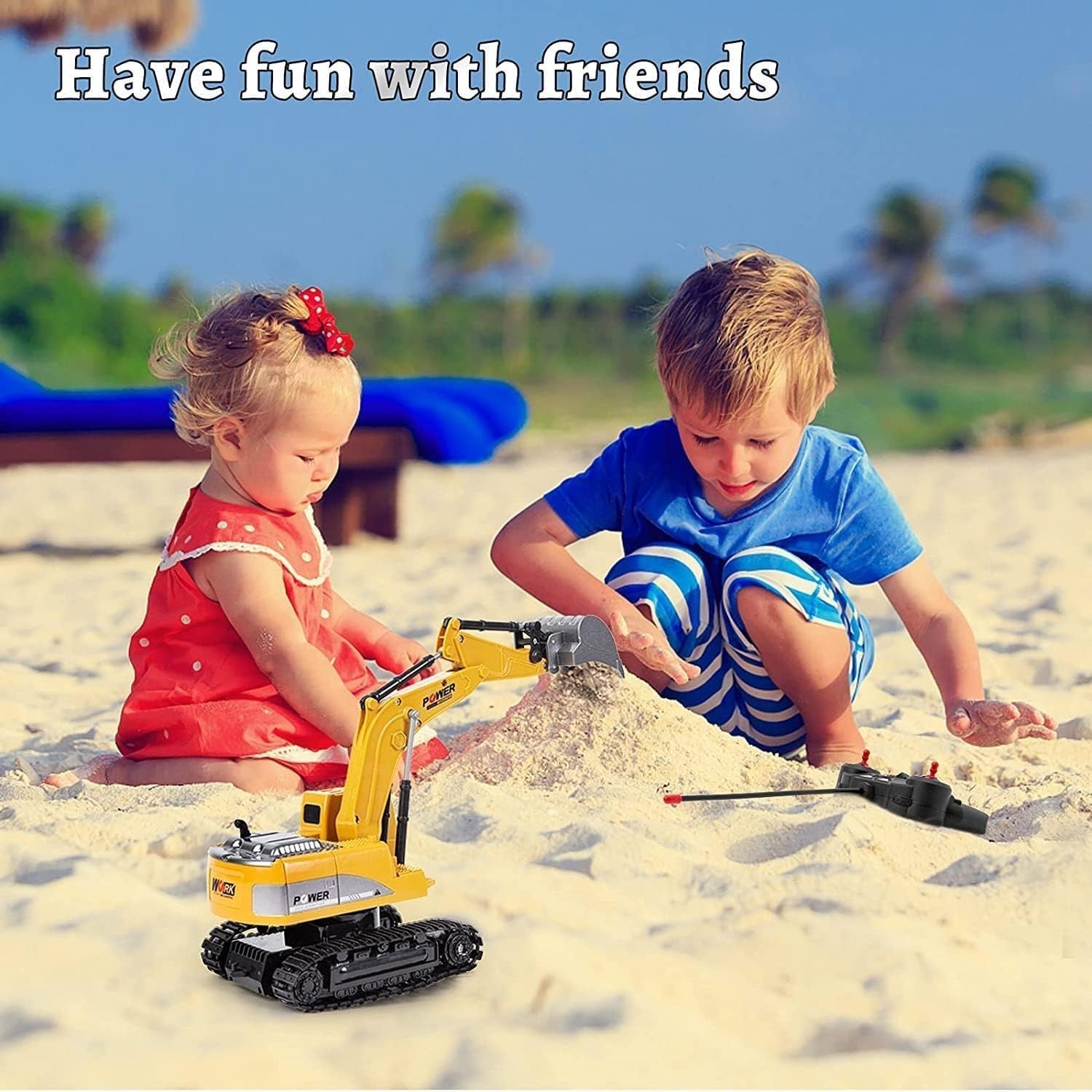 1:24 RC Excavator Toy 4WD Remote Control Construction Digger for Kids