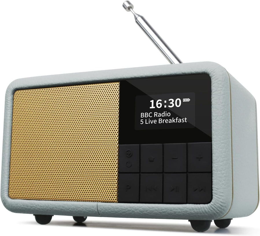 Compact DAB+ FM Radio Alarm Clock Bluetooth Portable Waterproof – Blue