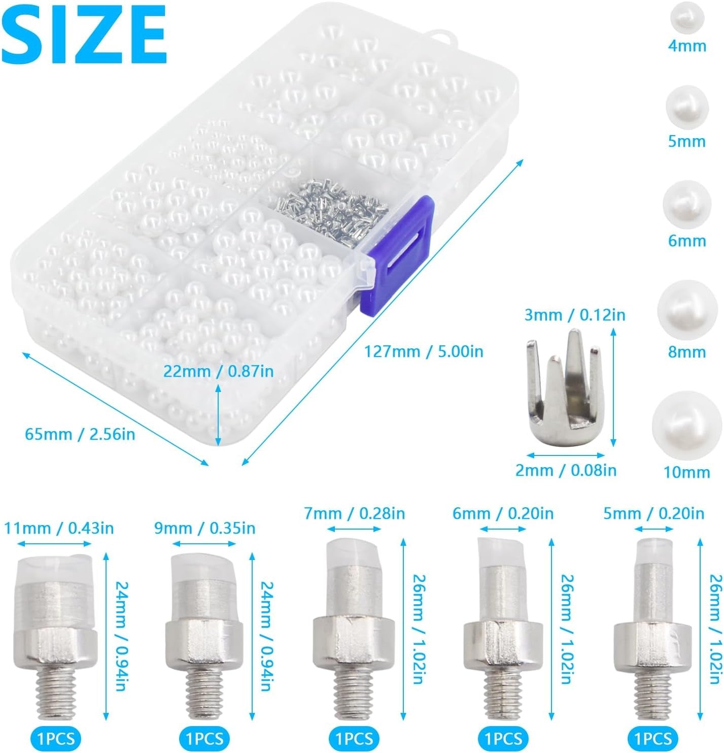 Pearl Setting Hand Press Machine Kit White Beads Rivet Tool DIY