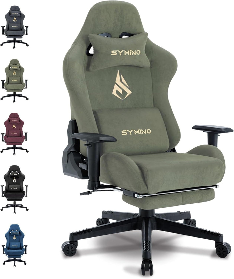 Large Ergonomic Gaming Chair Reclining Office Desk Swivel PC Green Footrest