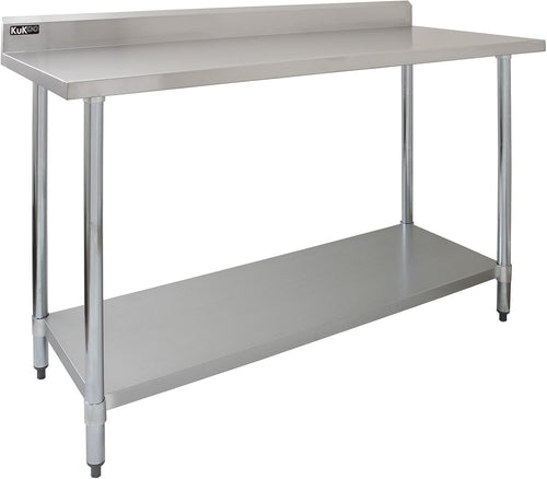 5FT Stainless Steel Catering Prep Table With Overshelf 350kg Heavy Duty Bench
