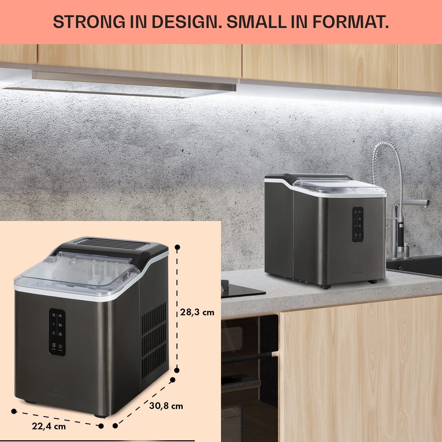 Countertop Ice Maker Machine Fast Ice Cube Maker 12kg Per Day Compact