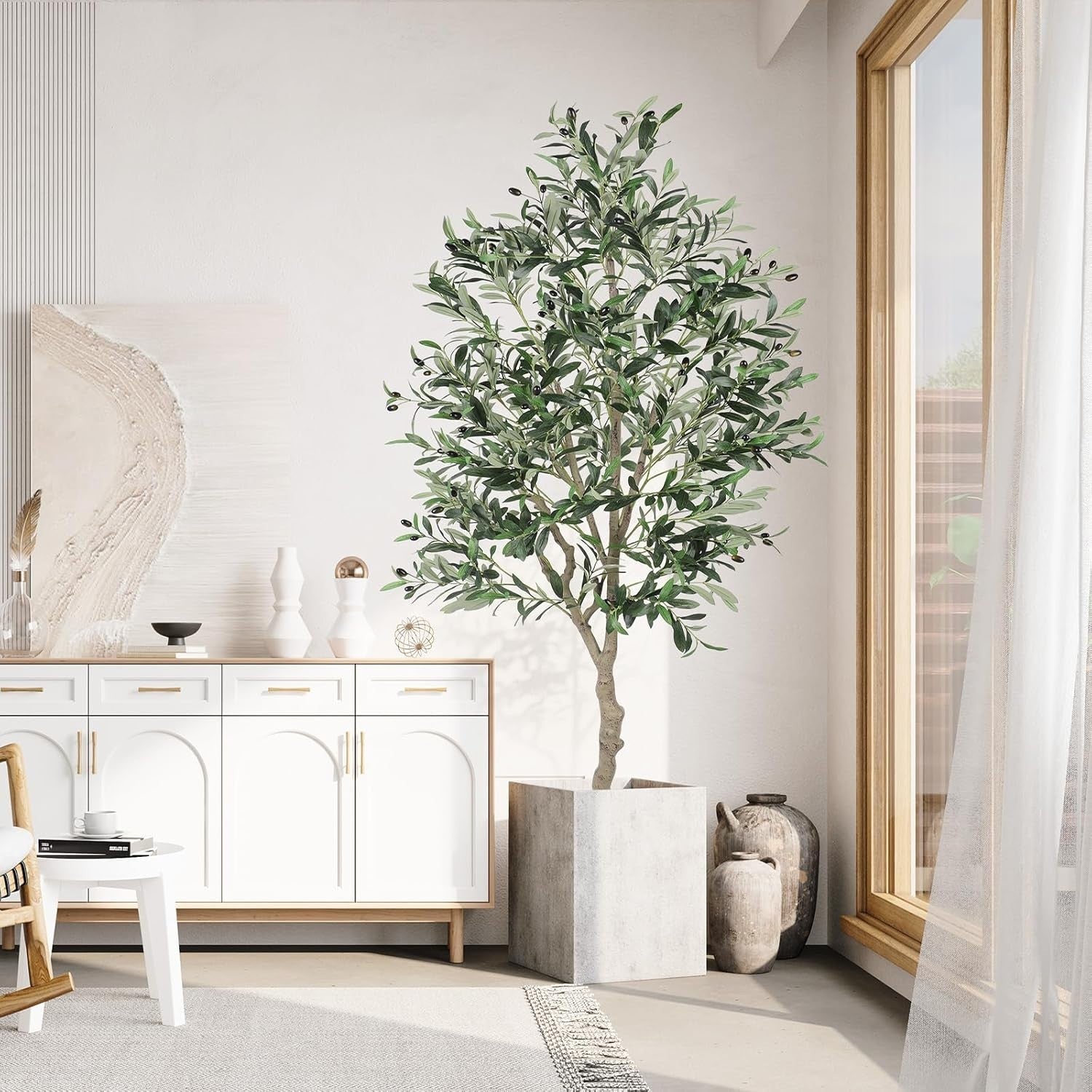 6ft Artificial Olive Tree Tall Faux Plant Realistic Leaves Indoor Home Decor