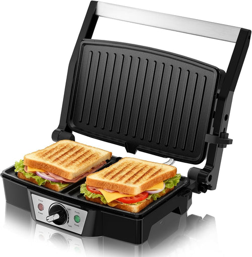 Panini Press Grill Sandwich Maker 1500W Non-Stick Adjustable Temp 180°