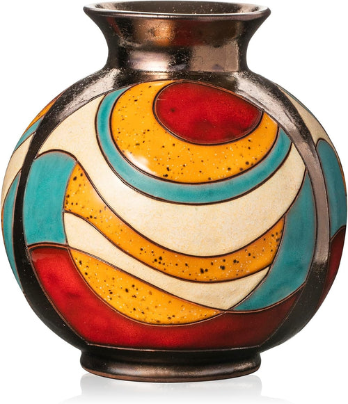Handmade Ceramic Flower Vase 16cm Round Glazed Art Home Décor Gift