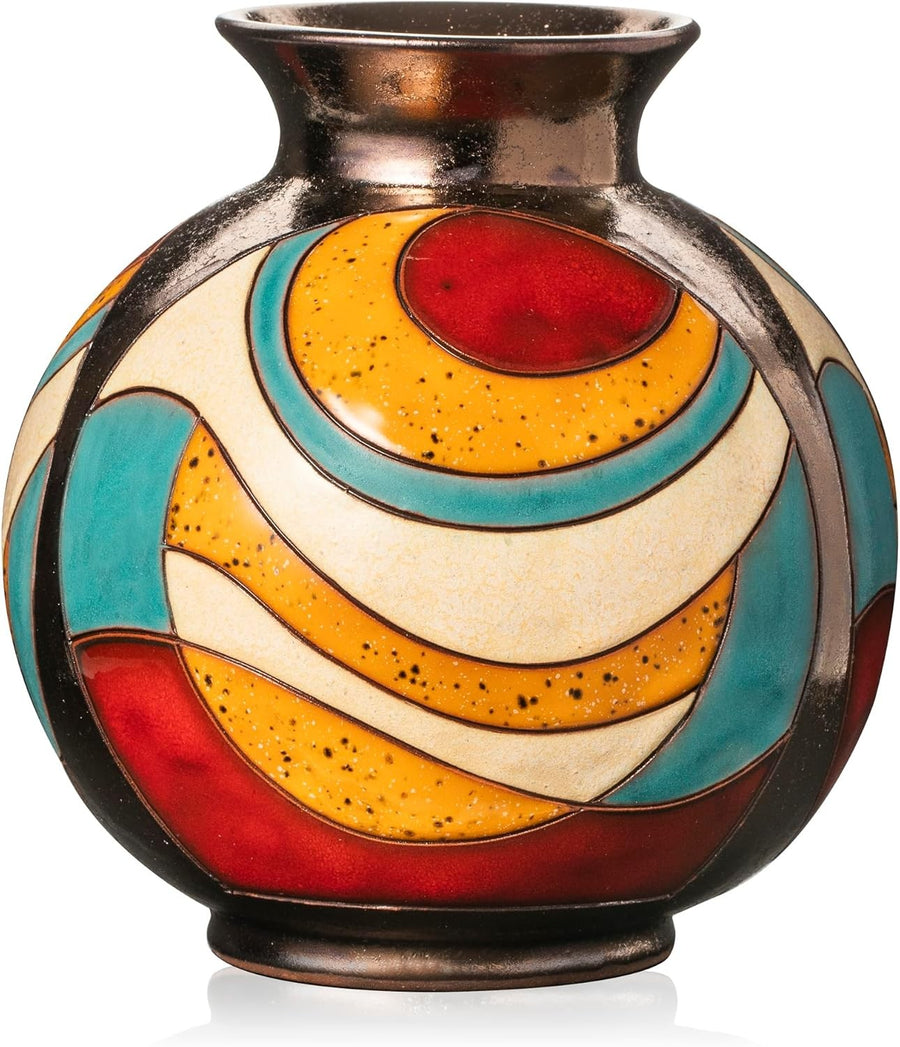 Handmade Ceramic Flower Vase 16cm Round Glazed Art Home Décor Gift