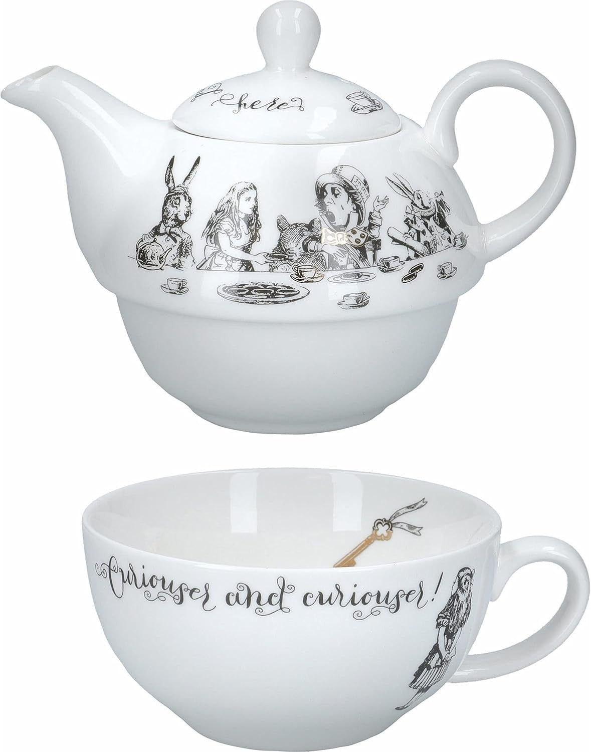 Fine China Teapot and Cup Set for One 250ml Gift Box Tea Set White