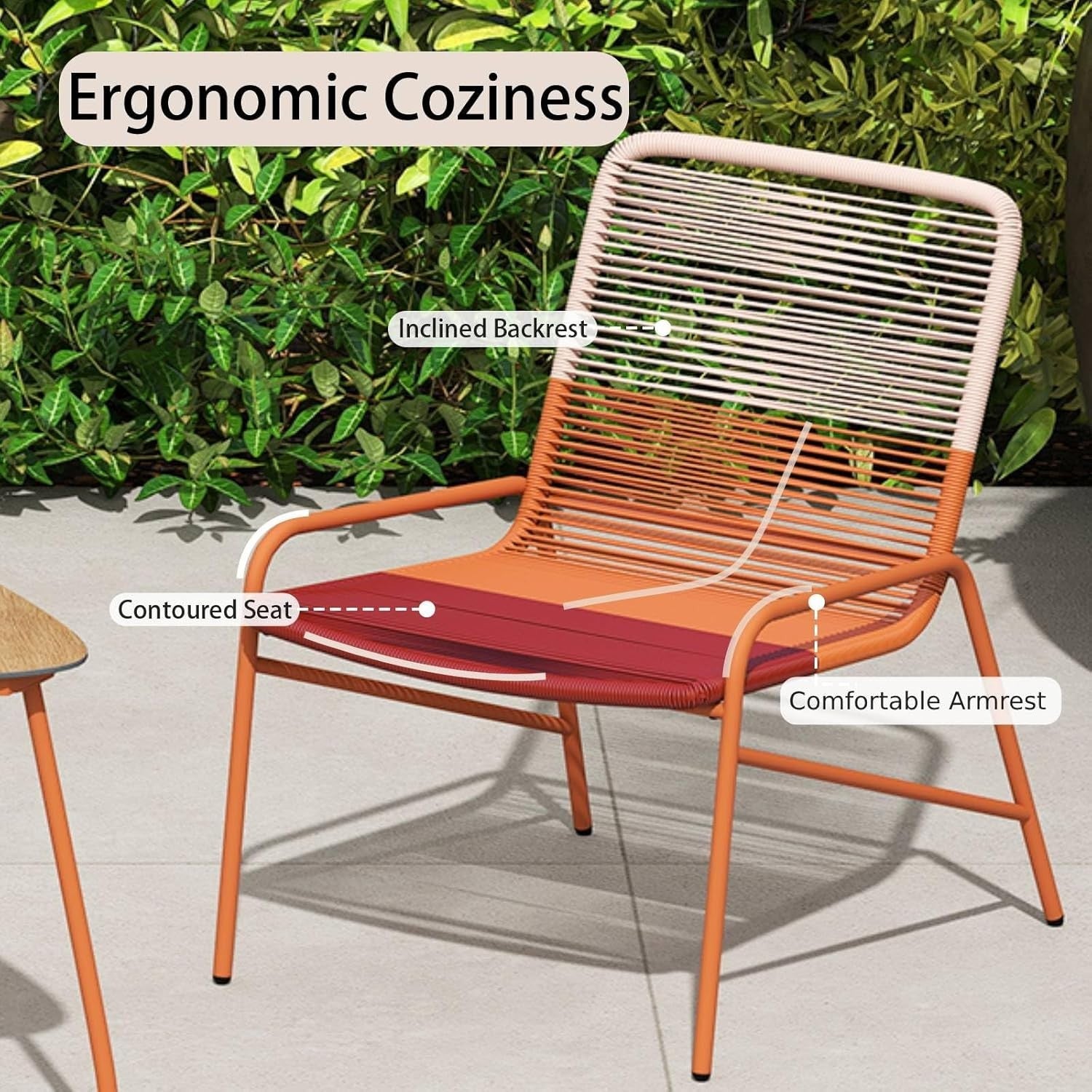 3pc Outdoor Rattan Bistro Chairs with Side Table Modern Balcony Garden Set