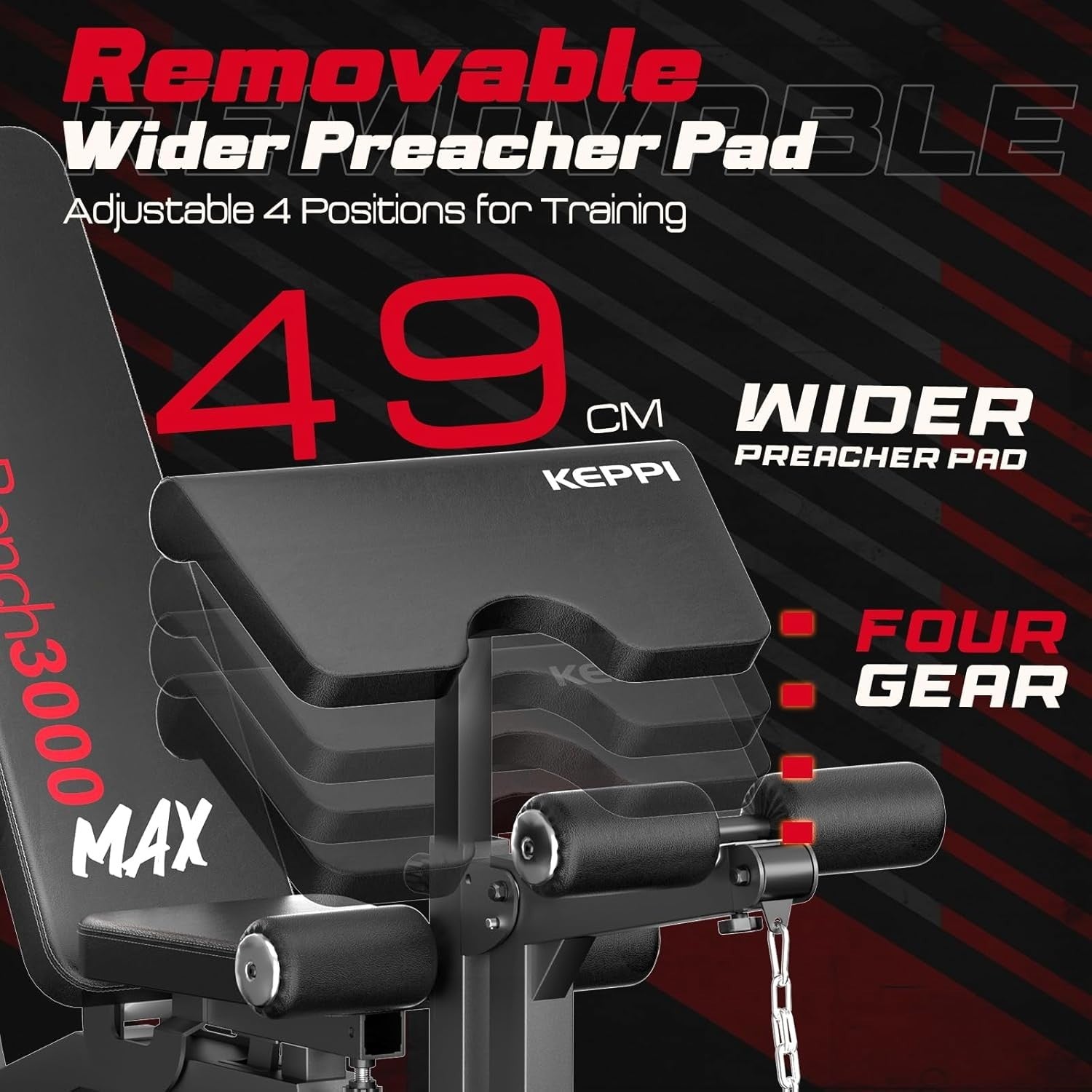 Commercial Adjustable Workout Bench 600kg Leg Extension Preacher Pad