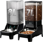 7L Automatic Dog Feeder & 8L Water Dispenser Set Raised Bowl Timer