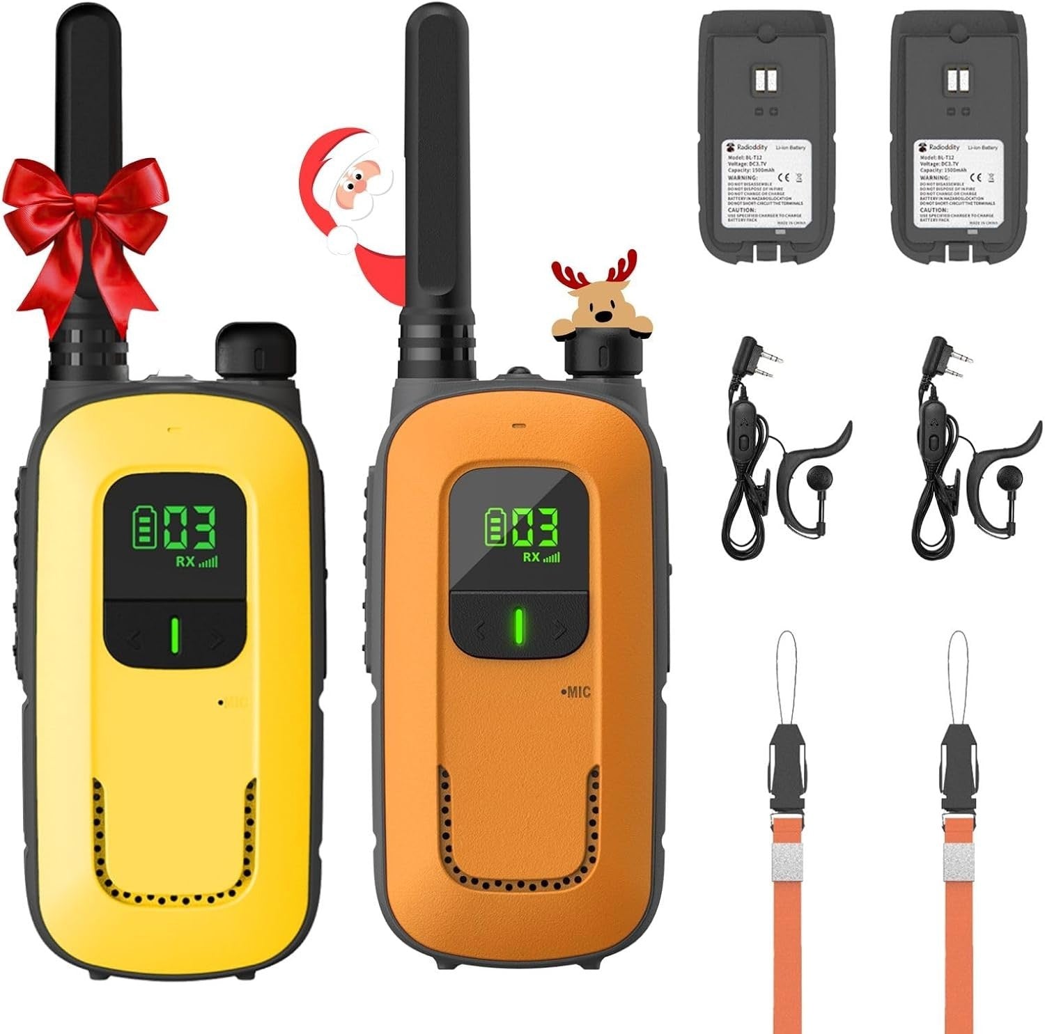 Rechargeable Walkie Talkies 2 Pack PMR446 16CH VOX Flashlight USB
