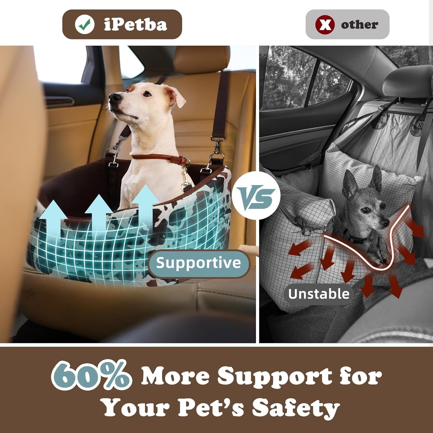 Memory Foam Dog Car Seat Booster Bed Washable Travel Carrier 30lb