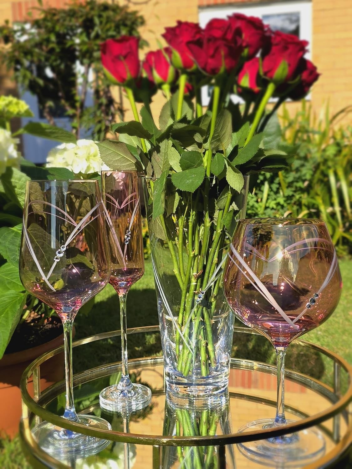 Heart Cut Crystal Vase with Style Crystals 25cm Gift Flower