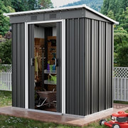 Metal Garden Storage Shed 6x4ft Waterproof Outdoor Tool & Bike Shed Grey Lock