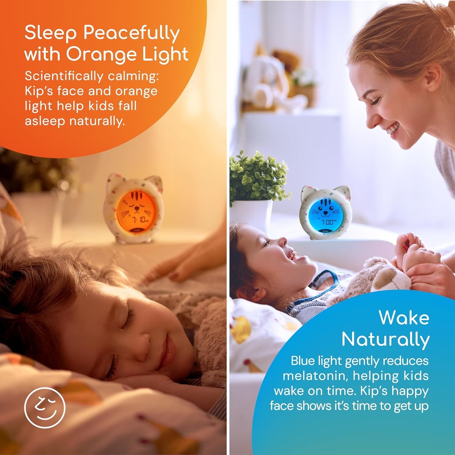 Kids Sleep Trainer Clock Night Light Alarm USB Rechargeable Drop Proof