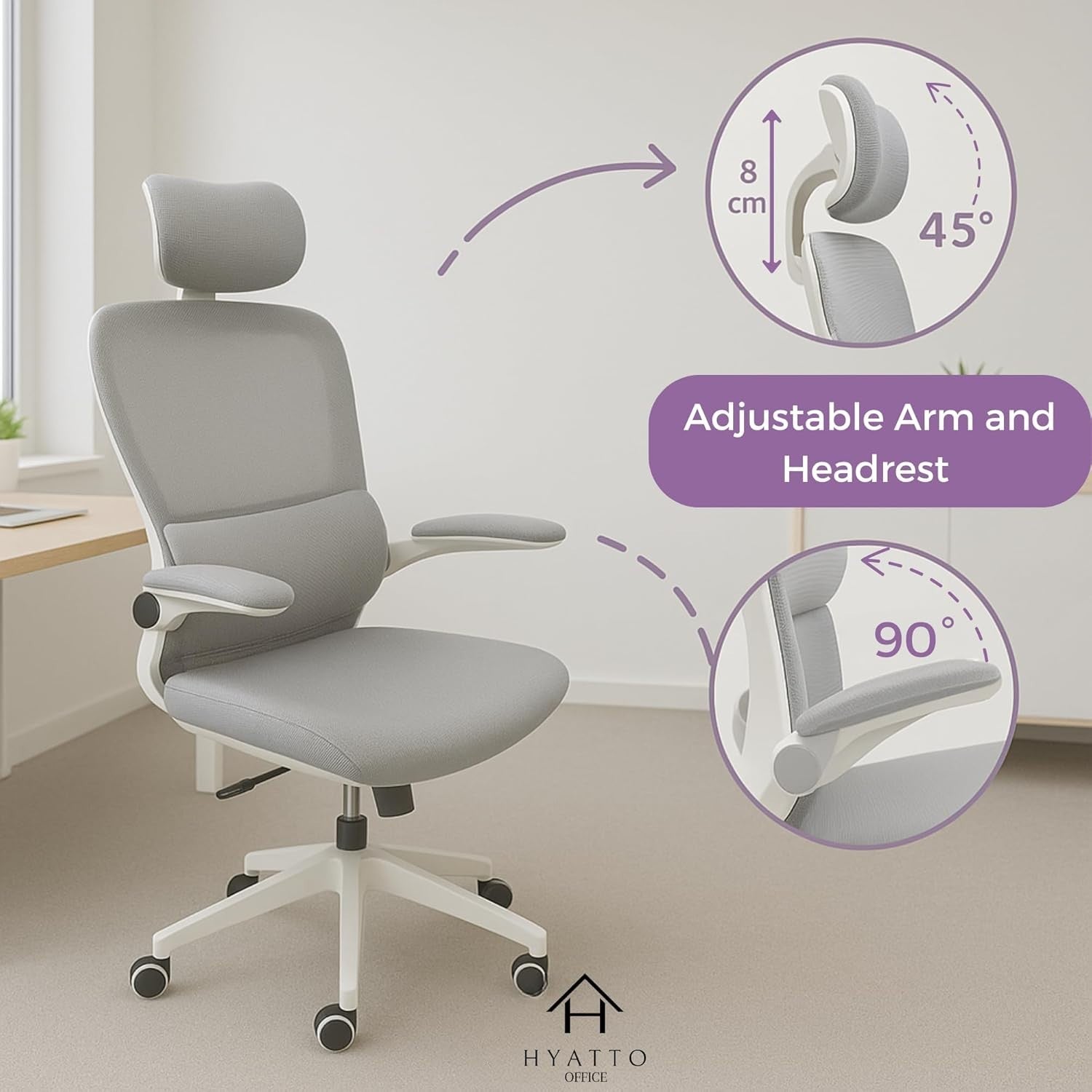 Ergonomic Mesh Office Chair Oversized Flip-Up Arms Adjustable Lumbar Support