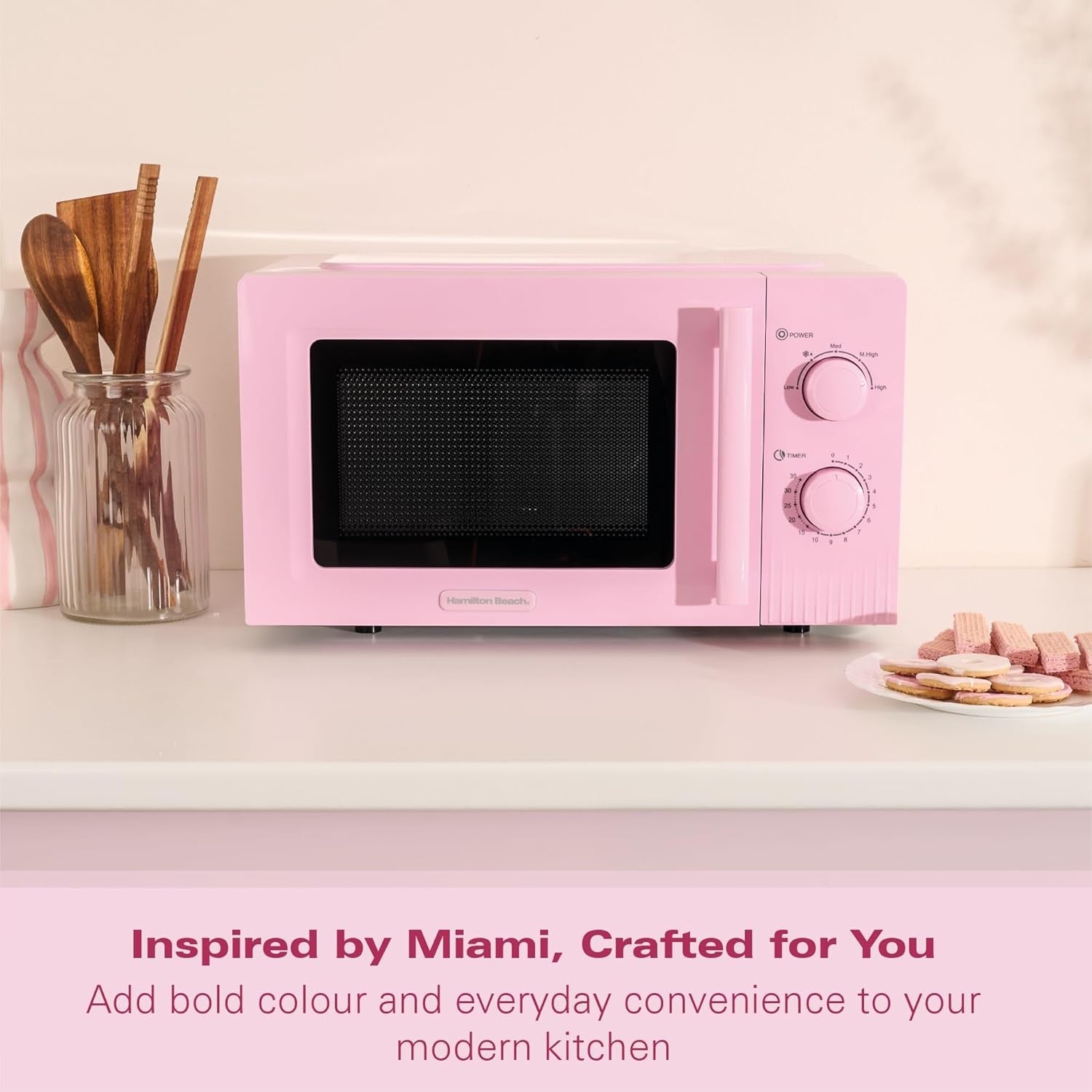 20L Manual Microwave 800W 5 Power Levels Quick Defrost Flamingo